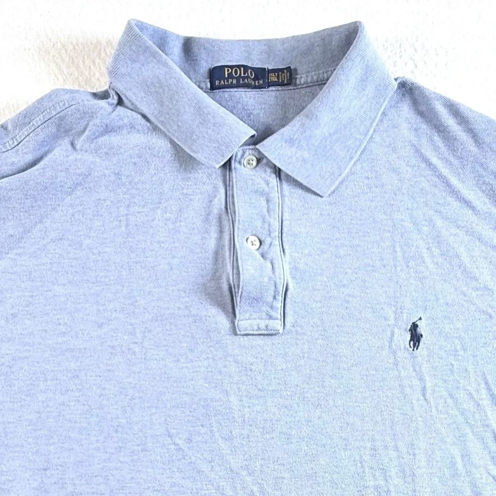 Polo Ralph Lauren Polo‎ Shirt Mens 2XLT Short Sleeve Pique Light Blue Cotton